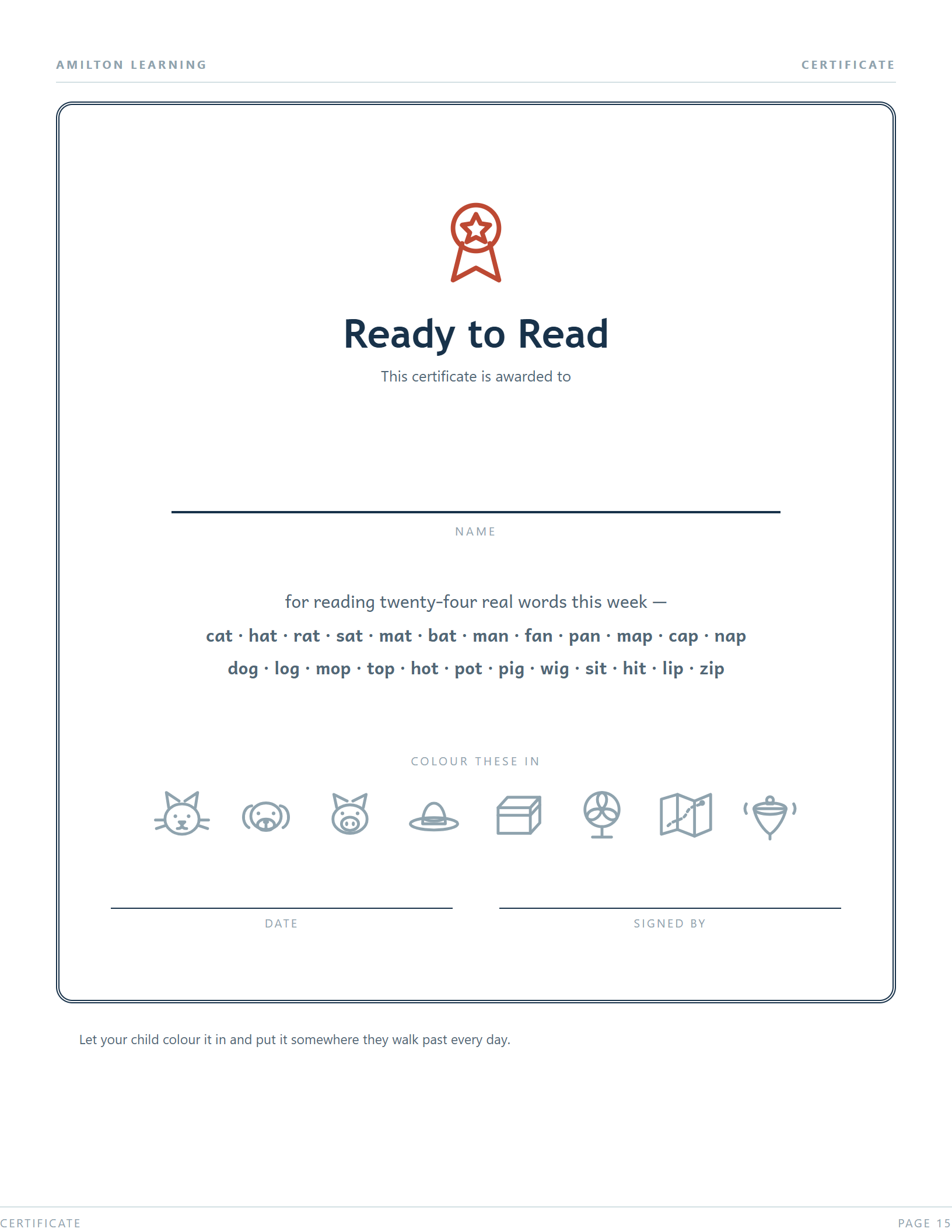 Completion certificate and answer key