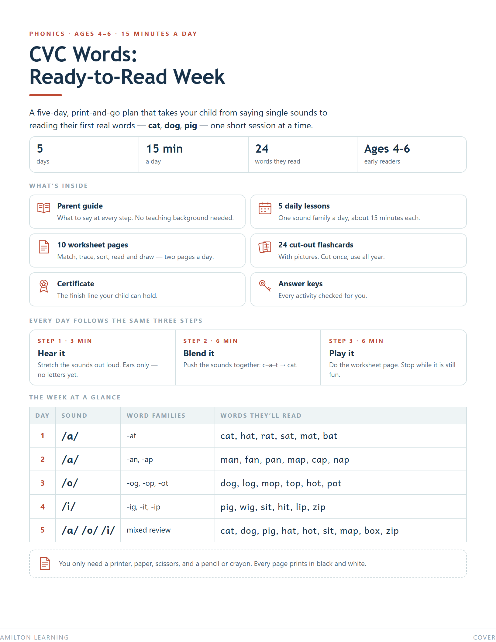 Cover of CVC Words Ready-to-Read Week
