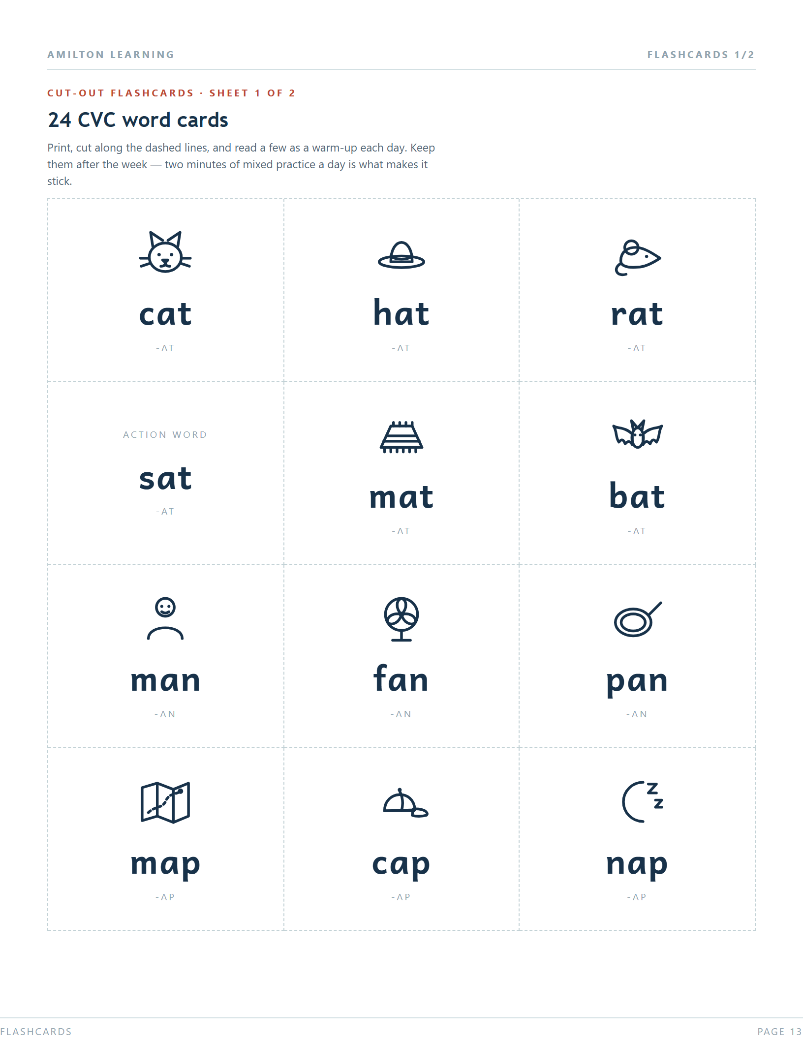 Printable CVC flashcards